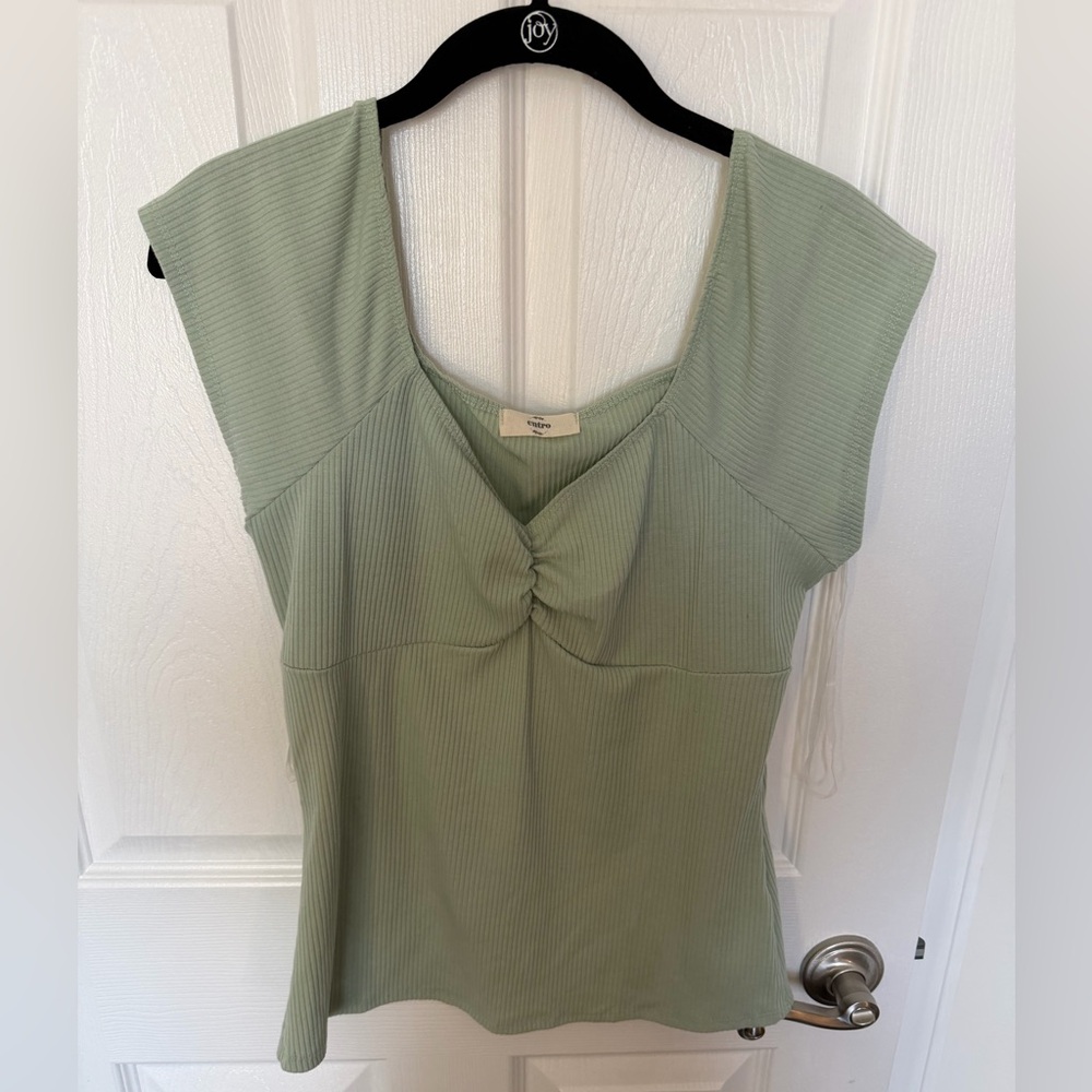 entro Sage Green Ruched Front Top